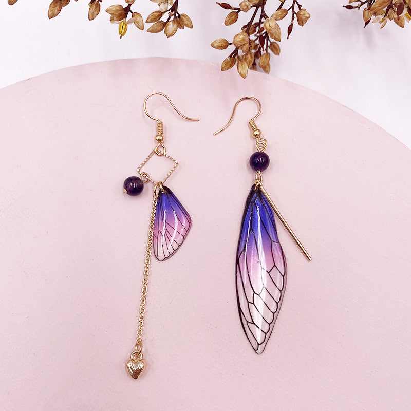 Wholesale Simulation Cicada Wing Long Tassel Earrings